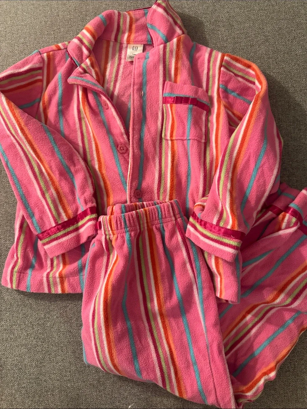 3/$15- Gap Kids Pink Striped Fleece Pajama Set
